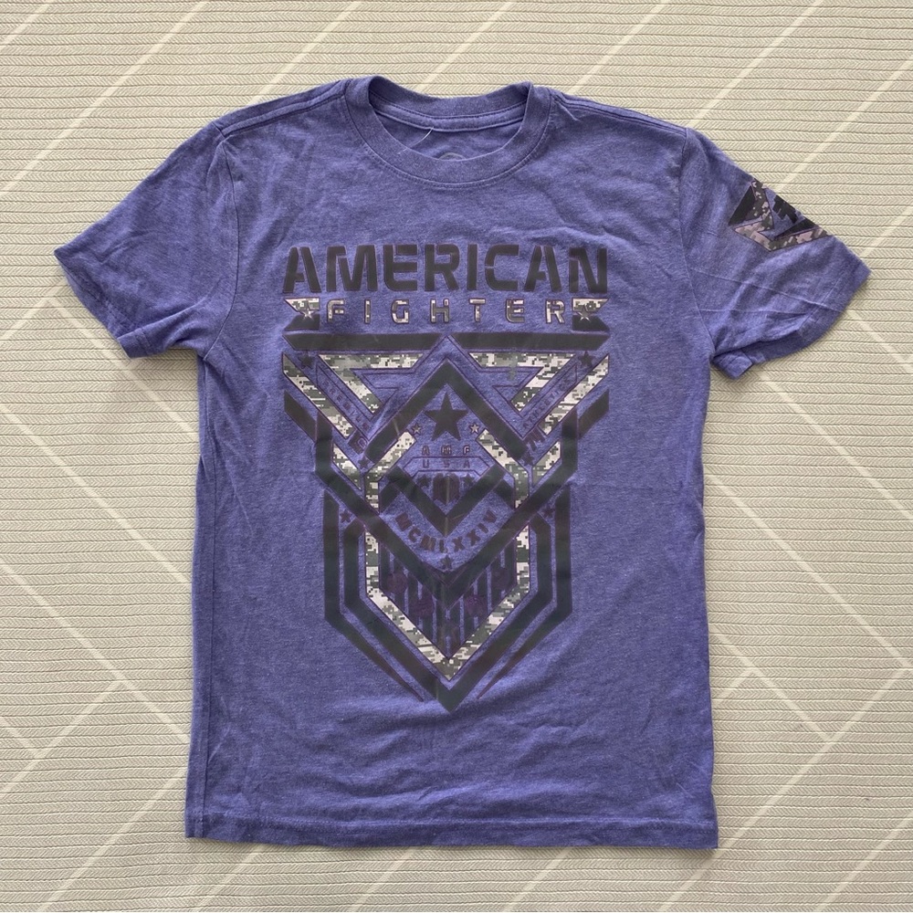 American Fighter Neon Purple Graphic T-Shirt Boy’s Size M(10-12)